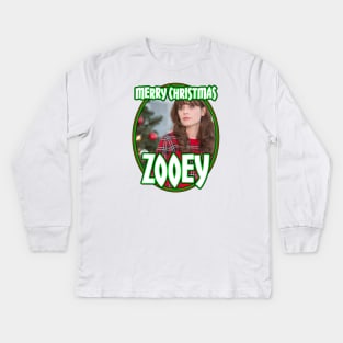 Zooey Deschanel: Merry Christmas Kids Long Sleeve T-Shirt